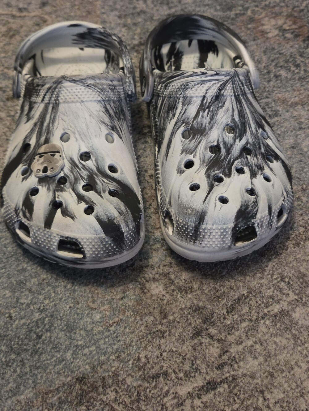 Crocs Classic Marbled Clog Black & White Tie Dye – Size W9 M7